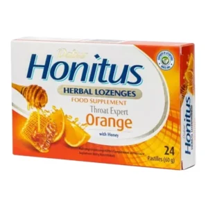 Dabur Honitus Orange gyógynövényes étrend-kiegészítő szopogató tabletta (narancs ízű) 24 db
