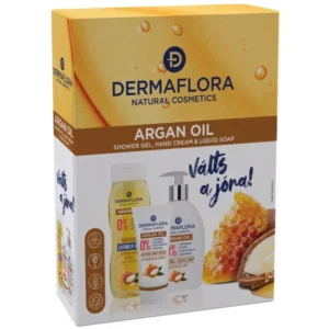 Dermaflor Díszdoboz Argán Olaj ( Folyékony szappan+Kézkrém+Tusfürdő )
